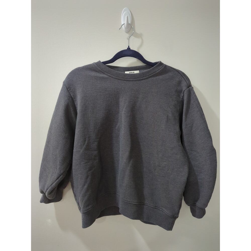 AGOLDE Gray Thora 3/4 Sleeve Crewneck Sweatshirt - Picture 3 of 5